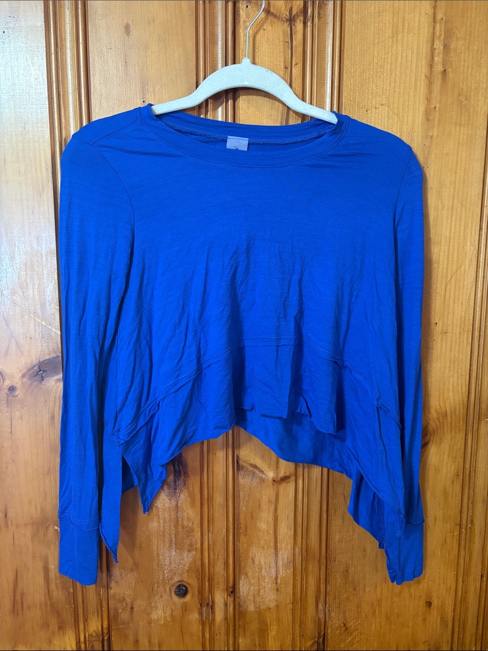 NEW! AS REVIVAL Blue Women's Long-Sleeve Cropped Top - Oversized - Size XXS